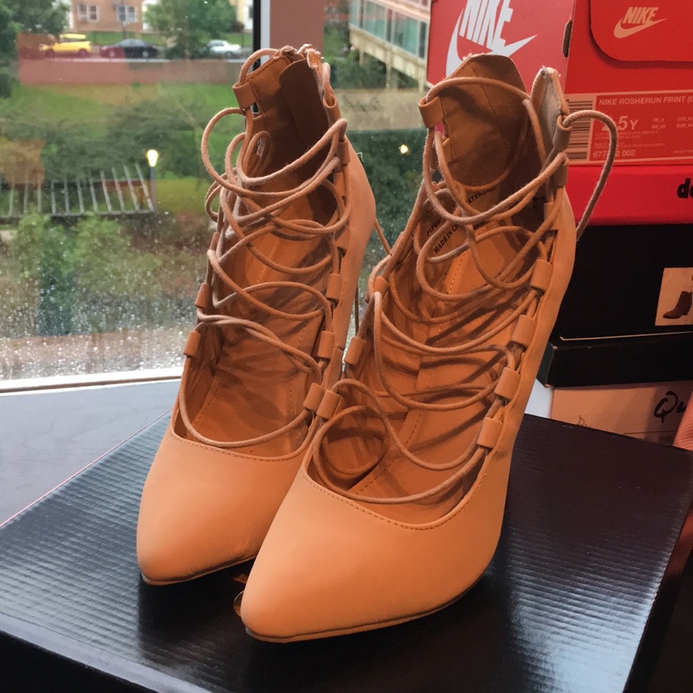 Tan high heels